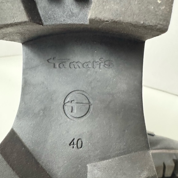 Tamaris leather moto combat boots lace up buckle bootie shoes women’s size 40 - Picture 10 of 14